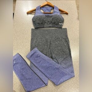 Gymshark ombré adapt seamless size small bra and leggings indigo/black